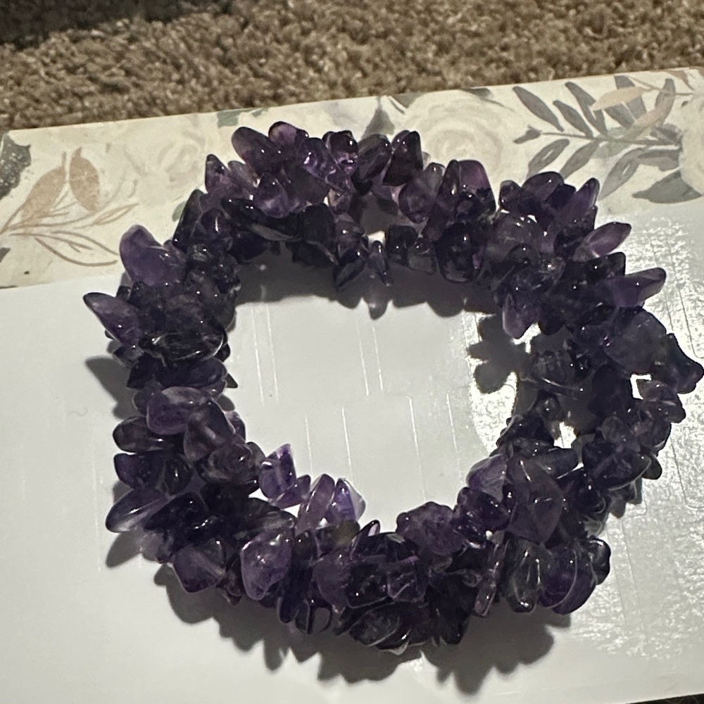 Genuine Amethyst Chip Bracelet
